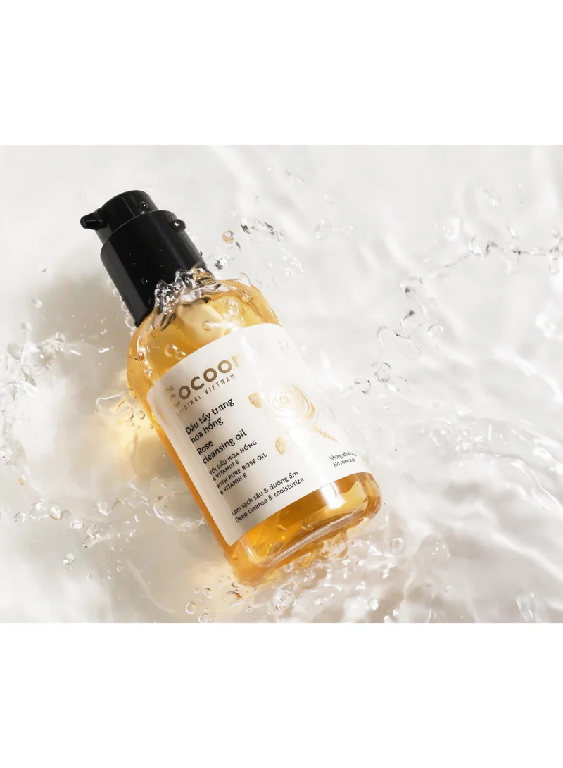 The Cocoon Original Vietnam  Rose Cleansing Oil 140ml. Gentle Cleansing Oil Makeup Remover & Dirt Remover for Waterproof Makeup & Sunscreen | Sensitive Skin Friendly Face Cleanser  | Best Price UAE